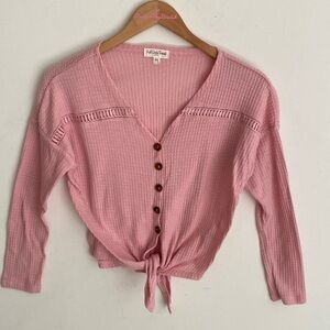 Full circle trends waffle net long sleeve crop top, Size M